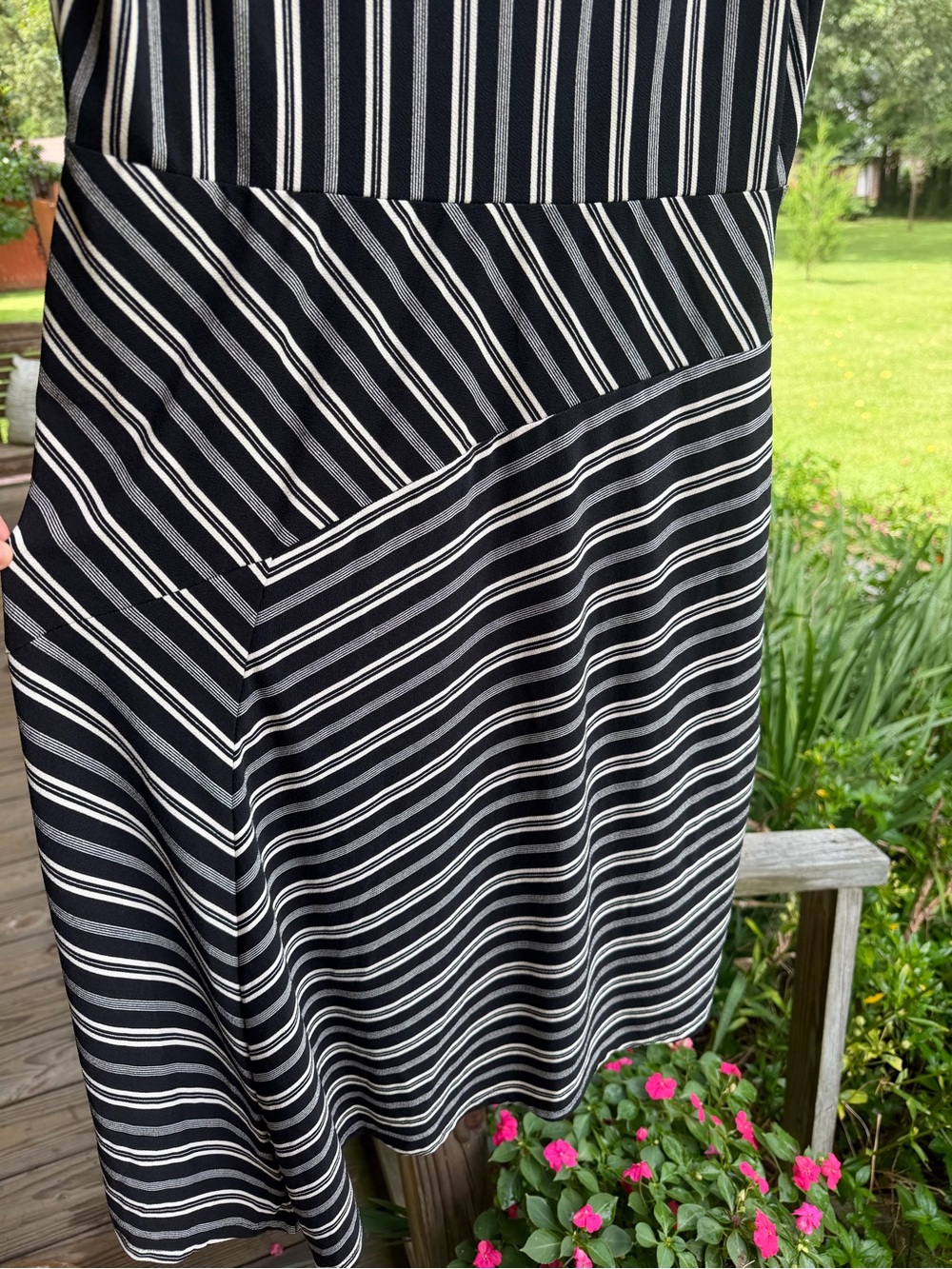 Banana Republic Black and White Striped Midi Dress - Picture 2 of 9